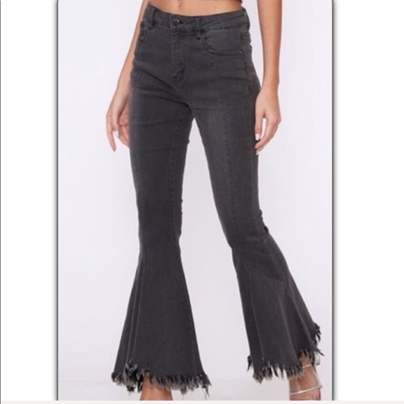 Charcoal Ultra Flared Denim Jeans - Picture 3 of 8